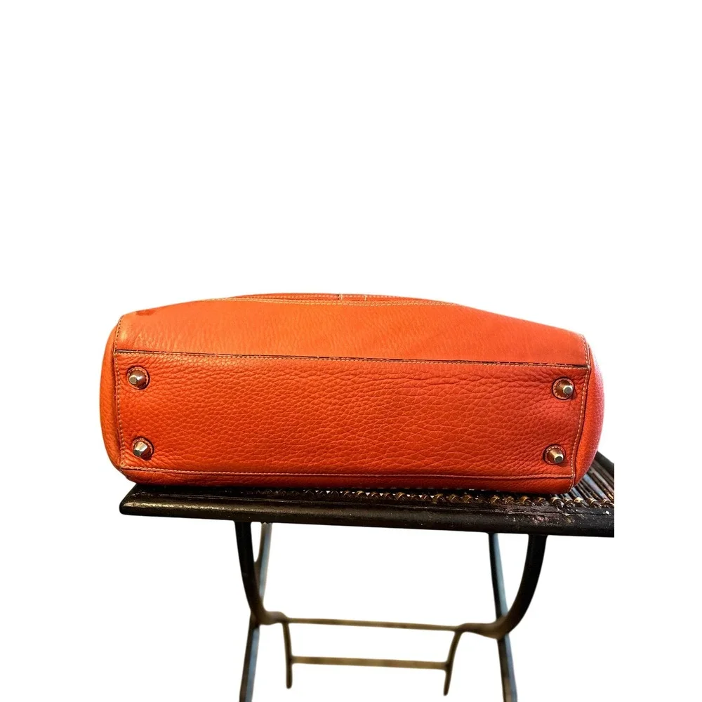 Orange Leather Tote Shoulder Bag with Braided Detail - Picture 7 of 7